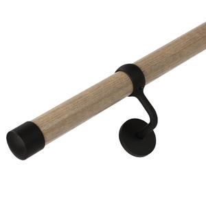 ROTHLEY Wooden Handrails for Indoor Stairs: 3.3FT Wood Hand Railings with Metal Alloy Brackets Wall Mount 1.6" Round Wooden Stair Railing for Home Corridor Lofts Kindergarten Guardrail (Driftwood)