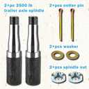 Trailer Idler Hub Kits with 5 on 4.5" Bolt Idler Hub & Round #84 Trailer Axle Spindle Fit for 3500 lb, Sets of 2