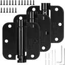 Sophia Self-Closing Door Hinge 3.5 Inch Rounded 5/8 Radius Interior, Spring Loaded Hinge Adjustable Tension for Garage Residential Standard Bedroom Indoor Doors, 3 Pack, Oil Rubbed Bronze