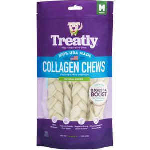 USA Collagen Braids 6-7" Dog Chew Treats - Natural Flavor, 6 Count/1 Pack (EXP 05/31/28)