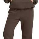 ANRABESS Womens 2 Piece Outfits Lounge Hoodie Oversized Sweatshirt Jogger Sweatpants Y2K Tracksuit Sweatsuit Set Fall Clothes (Medium, Brown)