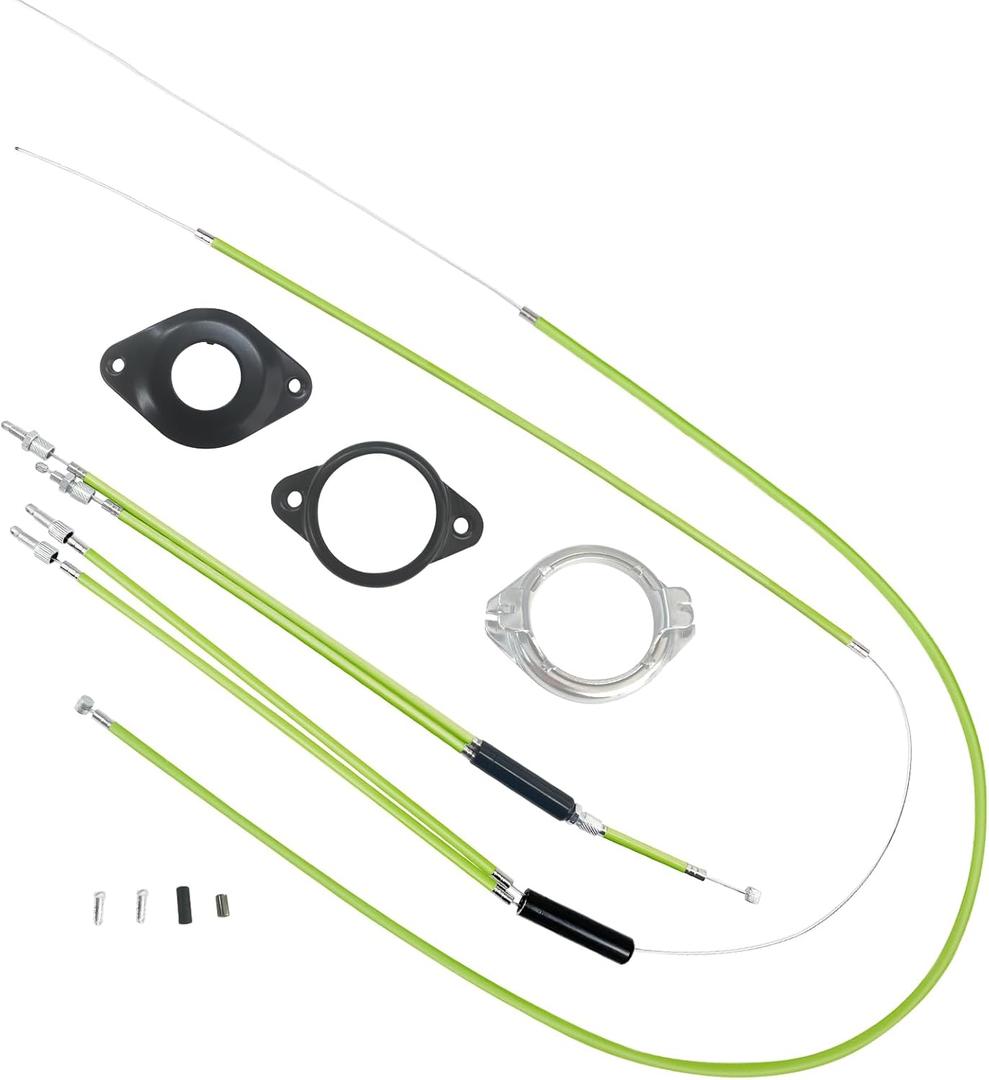 Pro-Grade BMX Bike Gyro Brake Cables Front + Rear (Upper + Lower) with Spinner Rotor Full Kit BMX Bicycle Brake Lines Set Cable Wire&Housing -Stable,Flexible and Long-Lasting (Green)