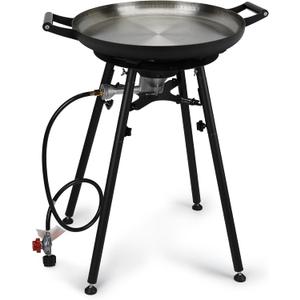 ONLYFIRE GRILLS Propane Paella Burner Stand Set with 21" Paella Pan, GS300 | Portable Outdoor Propane Burner, Discada Cooker Skottle Kit for Patio Backyard Camping Tailgating RV, 4FT Hose, 60000BTU