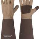 HANDLANDY Long Gardening Gloves for Men & Women, Cowhide Leather Rose Pruning Gloves- Breathable & Durable Gauntlet Glove (Small, Brown) (Small (Pack of 1))