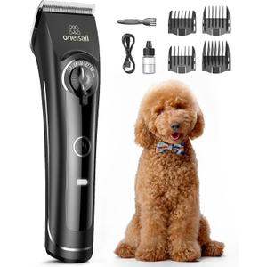 oneisall Dog Clippers for Grooming Doodles Poodles Thick Curly Hair, Low Noise Heavy Duty Dog Grooming Kit with Detachable Metal Blades