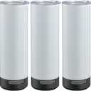 5Pack 20 oz Bluetooth Sublimation Printed Speaker Tumbler Straight Skinny Double Wall With Lid (Black 5pcs)