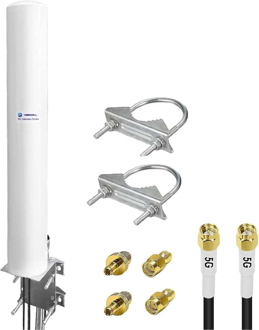 Maswell 4G LTE 5G Antenna Outdoor, 600-7000MHz 2X2 MIMO External Antenna, Up to 4.5 dBi, Cross-Polarized Omnidirectional for 4G/5G Routers & Gateways for T-Mobile Home Internet, Verizon, AT&T