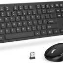 Wireless Keyboard and Mouse, Trueque Silent 2.4GHz Cordless Full Size USB Mouse Combo, Long Battery Life, Lag-Free for Computer, Laptop, PC, Windows, Mac, Chrome OS (Black)