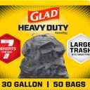 Glad Large 30 Gallon Trash Bags, Unscented Heavy Duty Garbage Bags, Forceflex with Drawstring, 50 Count (Packaging May Vary)