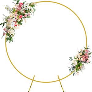 Wokceer Round Backdrop Stand 5FT Circle Balloon Arch Frame Circle Backdrop Stand Gold Round Arch for Wedding Birthday Party Bridal Shower Anniversary Event Ceremony Decoration (5 ft)