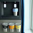 Rich&Ray 12 oz Magnetic Hanging Cups, Reusable Stainless Steel Drinking Cup Hanging on Fridge with Silicone Holder for Water Coolers, 4 Pack
