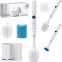 Electric Toilet Brush and Holder Set, Redagod Multi-function Toilet Bowl Cleaners with Solid Handle and Durable Bristles Easy Deep Cleaning for Bathroom,Rechargeable,5 Refills Disposable Cleaner Brush