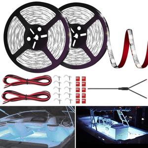 LED Boat Strip Lights, 32.8FT Marine Pontoon Led Lights, Waterproof Boats Interior Light, Under Gunnel Light, Boats Deck Lighting, Night Fishing Lighting for Pontoon Bass Fishing Yacht Kayak (White)