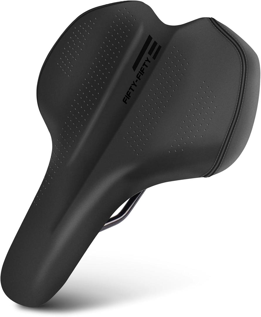 FIFTY-FIFTY Mountain Bike Saddle, Comfortable Memory Foam Bicycle Seat, Soft Waterproof Bicycle Seat for Men and Women, Compatible with MTB, Road Bike, E-MTB