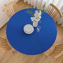 Wolkemer 5ft Fitted Round Tablecloth Spandex Stretch Cocktail Table Cover Elastic Edge Blue Table Topper Cap for Dining Wedding Party Picnic 60 Inch (2 Pack)