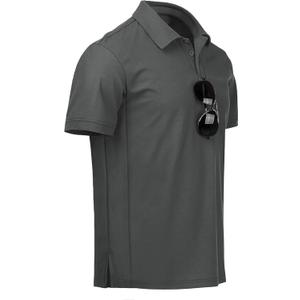 NIASHOT Men's Polo Shirts Tactical Short Sleeve Golf T-Shirt Athletic Collared Summer Shirts (Gray, XL)