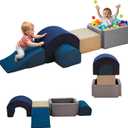 Climbing Toys and Blocks - Indoor Soft Foam Climber PlaySet for Toddlers, Kids, and Babies Ages 1-3 - Perfect for Crawling and Ball Pit Play (Grey/Blue)
