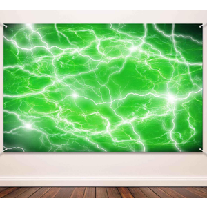 10x8ft Green Lightning Backdrop Sky Thunderstorm Backdrop Fabric Lightining Storm Background for Birthday Party Decoration and Photoshoot Studio Props YUNBDJ348