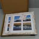 10x10 Picture Frame Set of 2, Real Glass and Distressed White Collage Frame, Display Pictures Four Opening 4x4 With Mat or 10 x 10 Without Mat for Wall Hanging or Tabletop