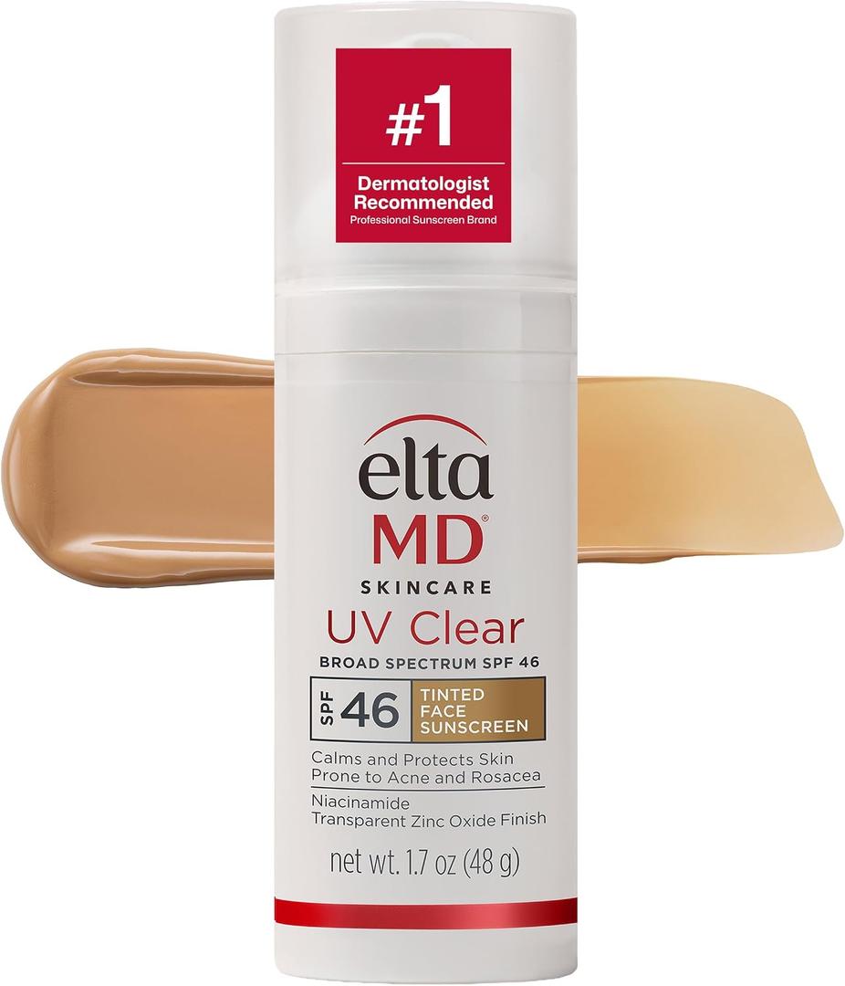 EltaMD UV Clear Face Sunscreen with Zinc Oxide, Oil-Free, SPF 46 and SPF 50 Calms and Protects Acne-Prone Skin and Rosacea, No White Cast, Dermatologist Recommended