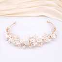 Oriamour Gold Bridal Headbands Wedding Headpieces With Ceramic Flowers Wide Pearl Wedding Hair Accessories For Women And Girls