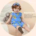 Baby Girl Romper 100% Cotton Breathable Soft with Headband, Sleeveless Summer Outfits for Newborn Infant 0-24 Months (Blue)