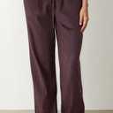 CHYRII Women's Summer Casual Linen Wide Leg Pants (Brown, S)
