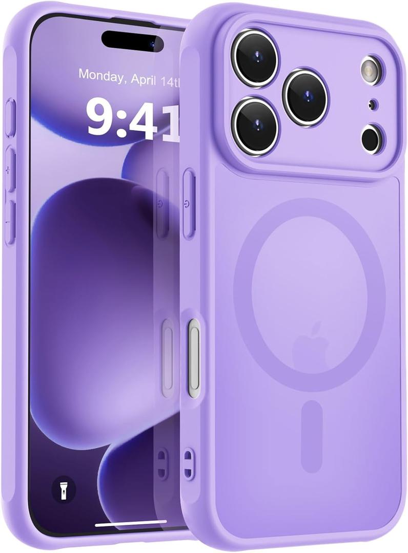 MOCCA Magnetic for iPhone 17 Pro Case, (Compatible with Magsafe) (16FT Military Grade Protection) Full Camera Protection Anti-Fingerprint Slim Translucent Matte Phone Cover 6.3",Light Purple
