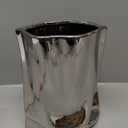 Silver Vase, Paper Bag Modern Minimalist Metallic Luster Ceramic Flower Vase for Home Decor, Table, Living Room Decoration, Shelf Decor, Mantel (Silver-Large)