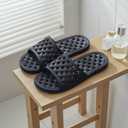 Shower Shoes for Adult Comfortable and Soft Slippers Quick Dry Non-Slip with Drain Holes for Bathroom (Black)