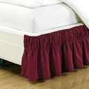 Fancy Collection Easy Fit Bed Ruffle wrap Around Elastic Bed Skirt with 17" Drop New Easy Install Solid Color New (Queen/ King, Burgundy)