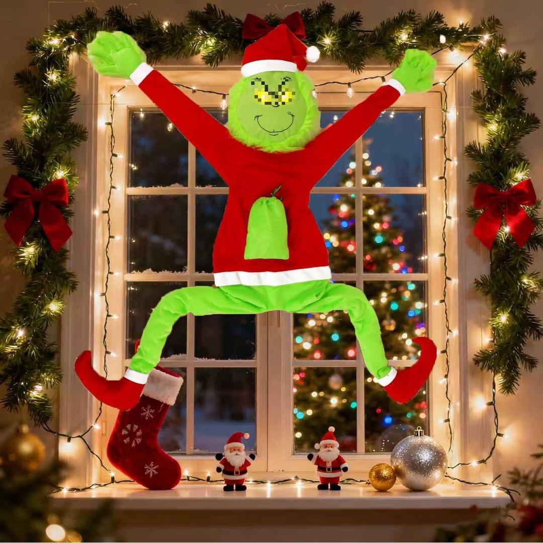 Green Monster Christmas Decorations, 5.58FT Large Christmas DecorationsChristmas Tree Decorations, Whimsical Elf Plush Decoration for Home, Tree, Wall, Party  Indoor Outdoor Holiday Display (Front)