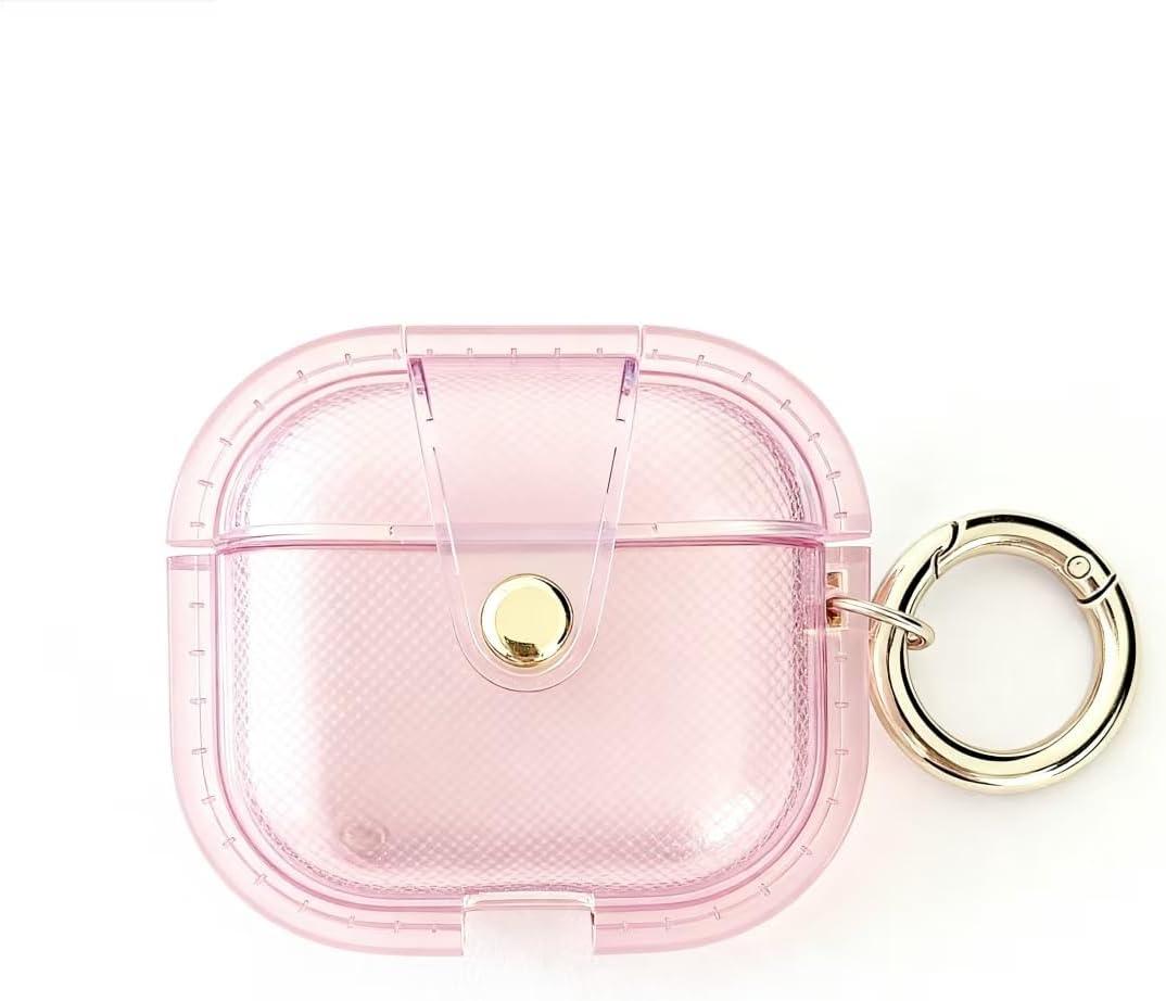 for AirPods Pro 3 Case 2025 with Lock Clear Cases,Soft TPU Cover for Airpods Pro 3rd Case for Air pod Pro 3 Cover with Keychain for Airpods Pro 3 Gen for Women Girls (Pink)
