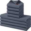 Homaxy 100% Cotton Kitchen Towels and Dishcloths Set, 12 x 12 Inches and 13 x 28 Inches, Set of 8 Bulk Kitchen Towels Set, Ultra Soft Absorbent Dish Cloths for Washing Dishes, Dark Grey