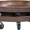 16" Round Plant Stand with Lockable Wheels, 420lbs Heavy Duty for Indoor Outdoor, Large Rolling Dolly Planter Caddy on Casters to Carry Potted Flower Pot, Round Metal Tray NO Holes, 2 Pack (Bronze 2 Pack)