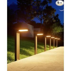 6 Pack Solar Powered Pathway Lights Outdoor Waterproof 30 LED Bright Walkway Landscape Lamp for Outside, Path, Driveway, Sidewalk, Yard, Lawn, Garden, Trail, Modern Design and 2 Modes (Warm White)