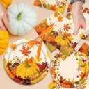 Fall Thanksgiving Plates and Napkins-141Pcs Fall Pumpkin Maple Leaves Theme Disposable Tableware for Autumn Thanksgiving Party Supplies