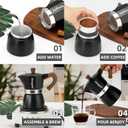 Mongdio Stovetop Espresso Maker Moka Pot, Cuban Coffee Maker Stove top coffee maker Moka Italian Espresso Greca Coffee Maker Brewer Percolator, 6 Espresso Cups, 10 oz - Black