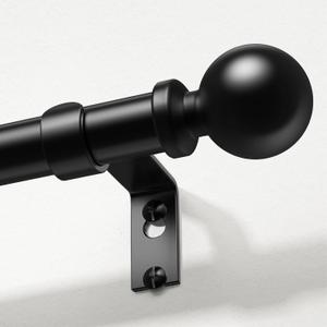 Curtain Rods 36-91 Inch, Black 1 Inch Adjustable Heavy Duty Curtain Rods for Windows, Decorative Modern Window Treatment Rod, Telescopic Splicing Metal Drapery Pole, Easy Installation