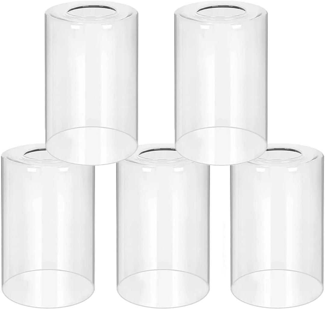 5 Pack Clear Glass Lamp ShadeGlass Shade Covers Replacements for Light FixturesCylinder Globe Glass Shades Covers for Pendant Lights Chandeliers Wall Sconces Bath Vanity Lights