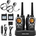 Midland GXT1000VP4 GMRS Two-Way Radio (50-Channel, Long Range, 142 Privacy Codes, SOS, NOAA, Rechargeable Nickle Battery, Black/Silver, 2-Pack)