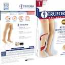 Truform 30-40 mmHg Compression Stockings for Men and Women, Thigh High Length, Dot-Top, Closed Toe, Beige, Large