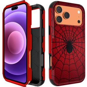 for iPhone 17 Pro Max Case for Women - Cute Boys Phone Cover Cool Aesthetic Unique Design Teen Red Cartoon Heavy Duty Protective Shockproof Military Grade Funda for iPhone 17 ProMax