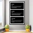 Inspirational Positive Wall Art Inspiring Grind Hustle Execute Words Printed on Canvas Motivational Affirmative Quotes Poster Artwork for Framed Home Living Room Office Wall Decoration [24''Wx36''H]