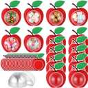 50 Pack Apple Candy Cards DIY Bulk Personalized Clear Candy Apple Box Christmas Plastic Domes Cards for Friends Gift for Christmas Wedding Party Favor