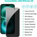 PEHAEL 3+3 Pack for iPhone 16 Privacy Screen Protector with Camera Lens Protector Full Coverage Anti-Spy Tempered Glass Film 9H Hardness Easy Installation Bubble Free [6.1 inch]