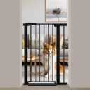 Fairy Baby Narrow Baby Gate 24.5"-29.5" Inch Wide, 38" Tall Pressure Mounted Auto-Close Small Pet Gate for Stairs and Doorways, No Drill Metal Safety Gate Indoor for Kids and Pets, Black