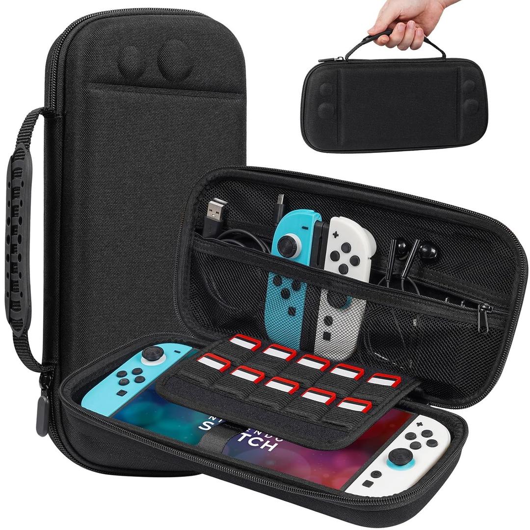 3 x TIGOJH Carrying Case compatible with Nintendo Switch 2 (2025), Switch 2 hard travel case, Nintendo Switch 2 carry case with 10 game cartridges and pocket for Switch 2 Accessories,Black