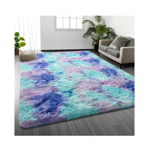 Shag Area Rug, 4 X 6 Tie-Dyed Plush Fuzzy Rugs for Living Room, Ultra Soft Fluffy Furry Rug for Bedroom, Indoor Carpet Nursery Rugs for Kids Room Home Decor, Rainbow