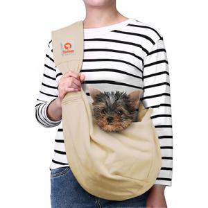 Tomkas Small Dog Sling Carrier - Zipper Pocket & Adjustable Strap - for 3-10 lbs Pets(Cream)